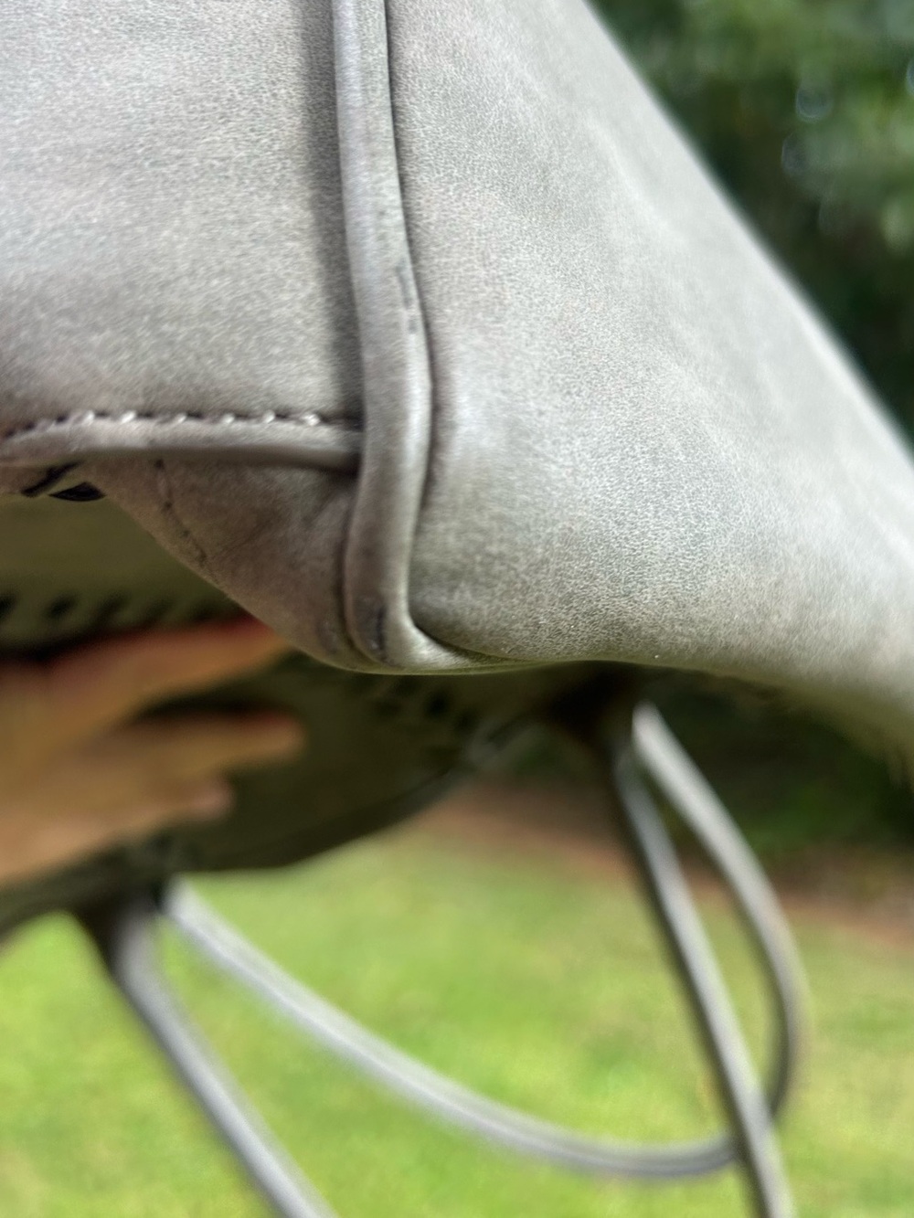 Steve Madden Gray Whipstitch Tote Bag Boho Western Shoulder Purse - Picture 6 of 9